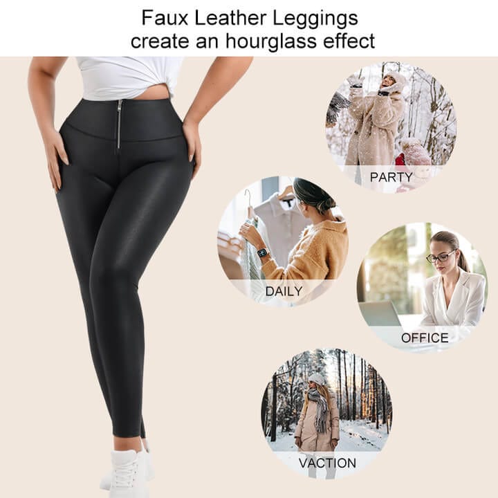 Shapewear Snobs Curve Faux Leather Leggings Tummy Control Pants