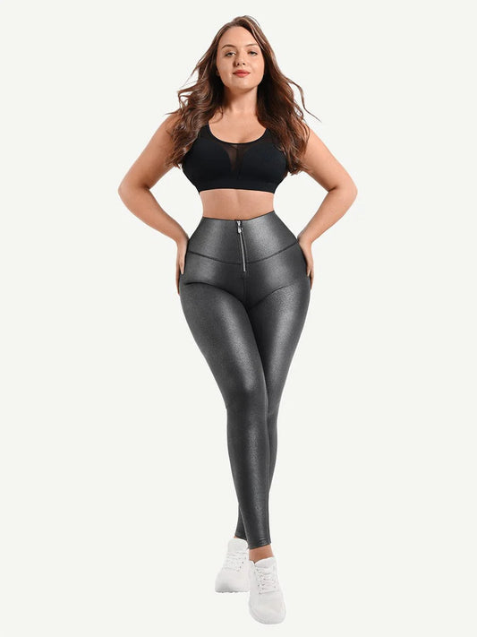 Shapewear Snobs Curve Faux Leather Leggings Tummy Control Pants