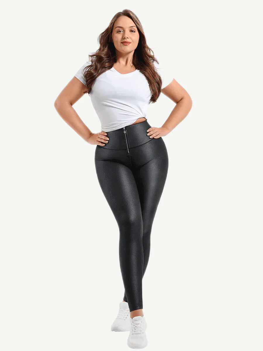 Shapewear Snobs Curve Faux Leather Leggings Tummy Control Pants